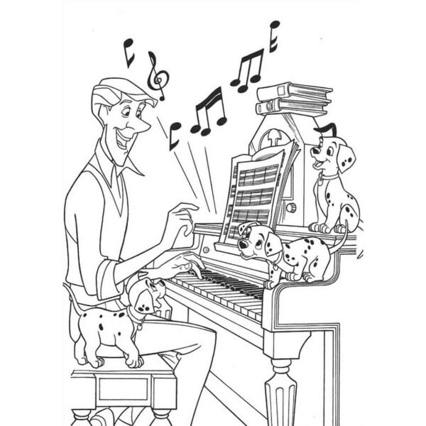 101 dalmatas con roger tocando el piano