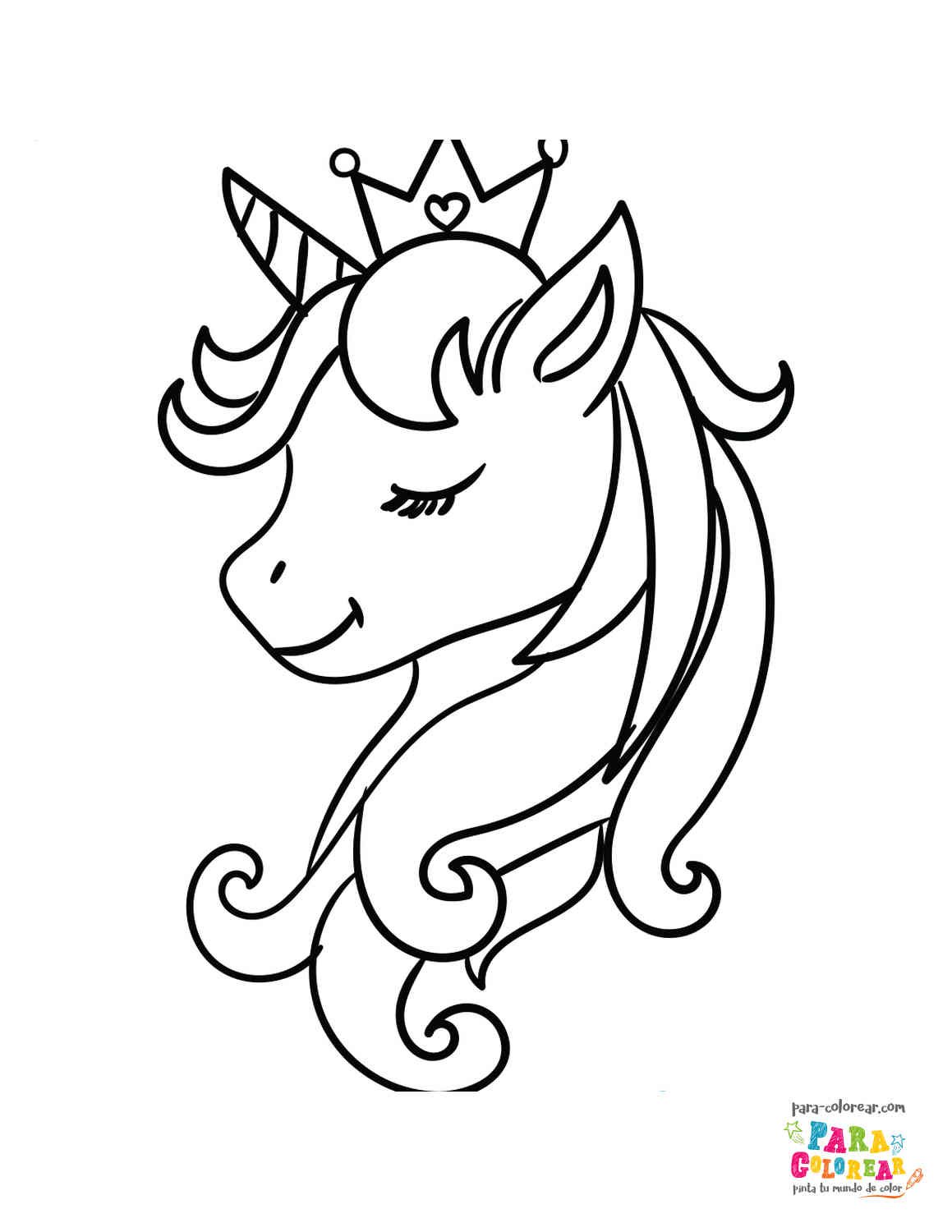 Dibujo de hermosa cabeza de unicornio para colorear 
