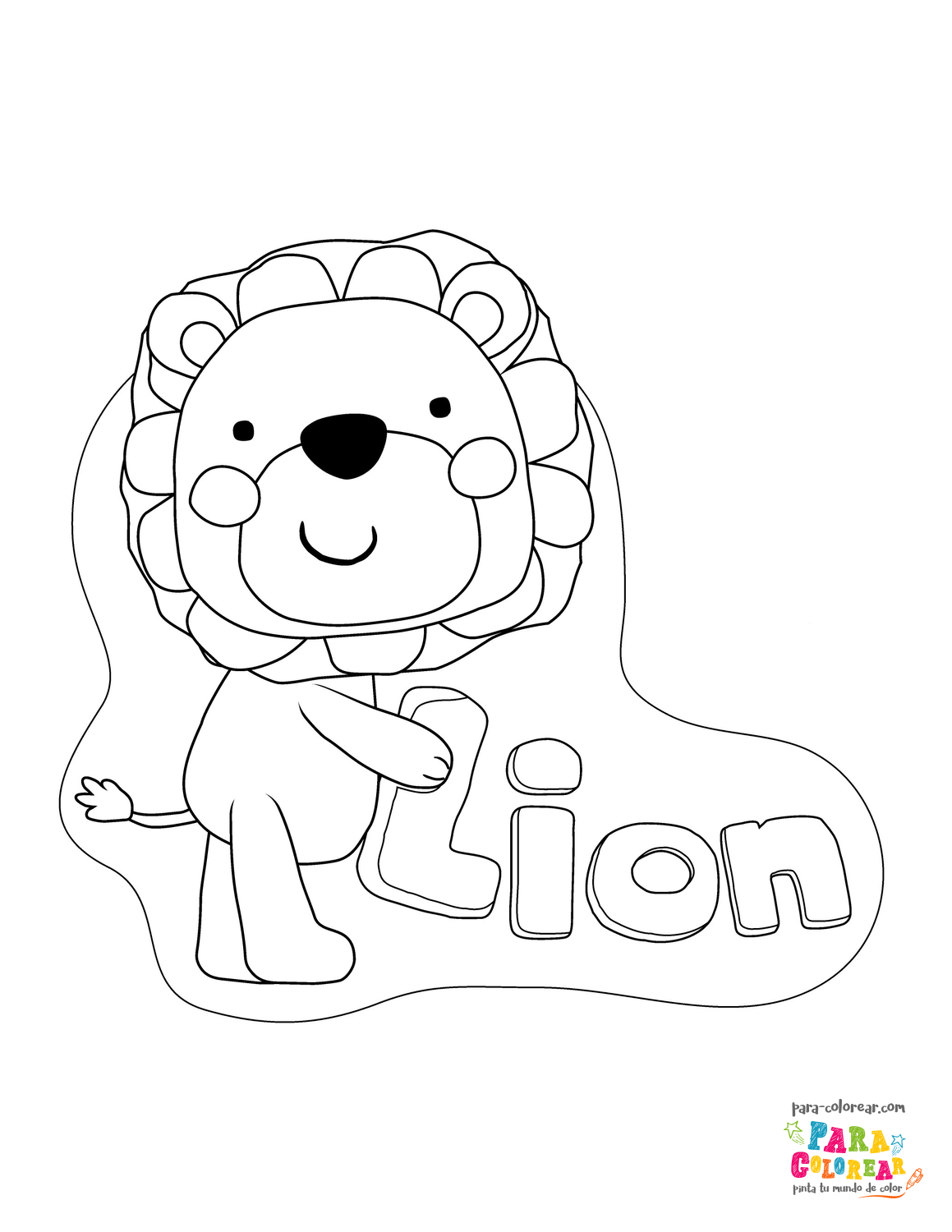 Dibujo de plantilla de león bebé para colorear 