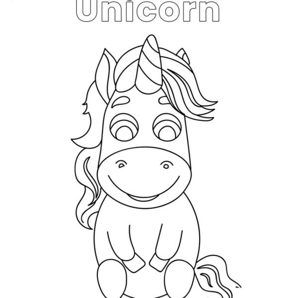 Dibujo de unicornio de dibujos animados fácil para colorear | Para-Colorear .com