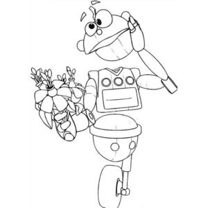 adiboo robot con flores