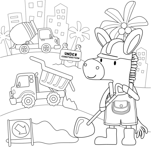 Caballo trabajando en construcción
