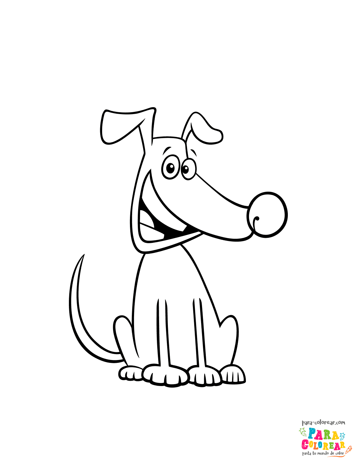 Dibujo de caricatura perro para colorear 
