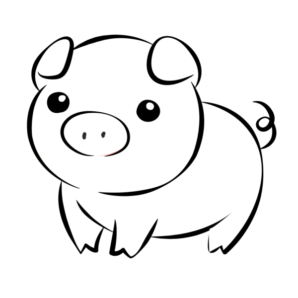  Dibujo de cerdos kawaii pintar para colorear