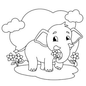 Elefantito con flores