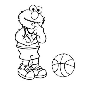 Elmo jugando baloncesto