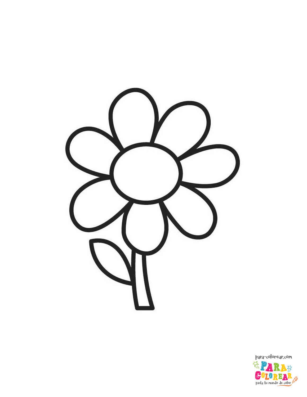 Dibujo de flor con una hoja para colorear 