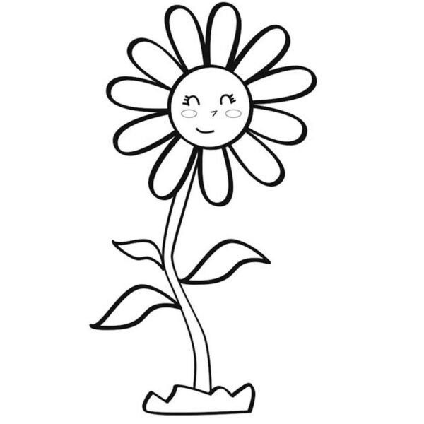 Dibujo de flor de margarita infantil para colorear 